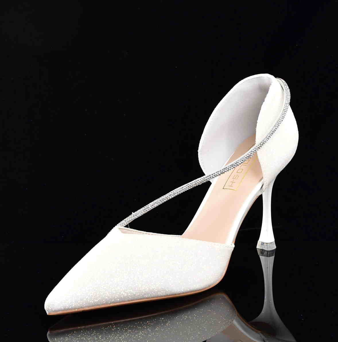 Diamentowy Blask Brokatowe Szpilki w Stylu Glamour Ślubne MOLO 252-63B White/Ecru Brokat - zdjęcie 2