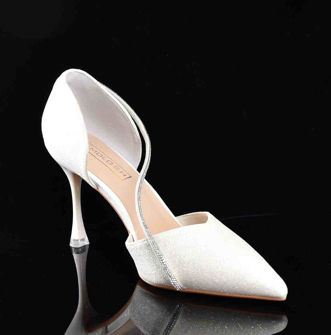 Diamentowy Blask Brokatowe Szpilki w Stylu Glamour Ślubne MOLO 252-83B White/Ecru Brokat - zdjęcie 3