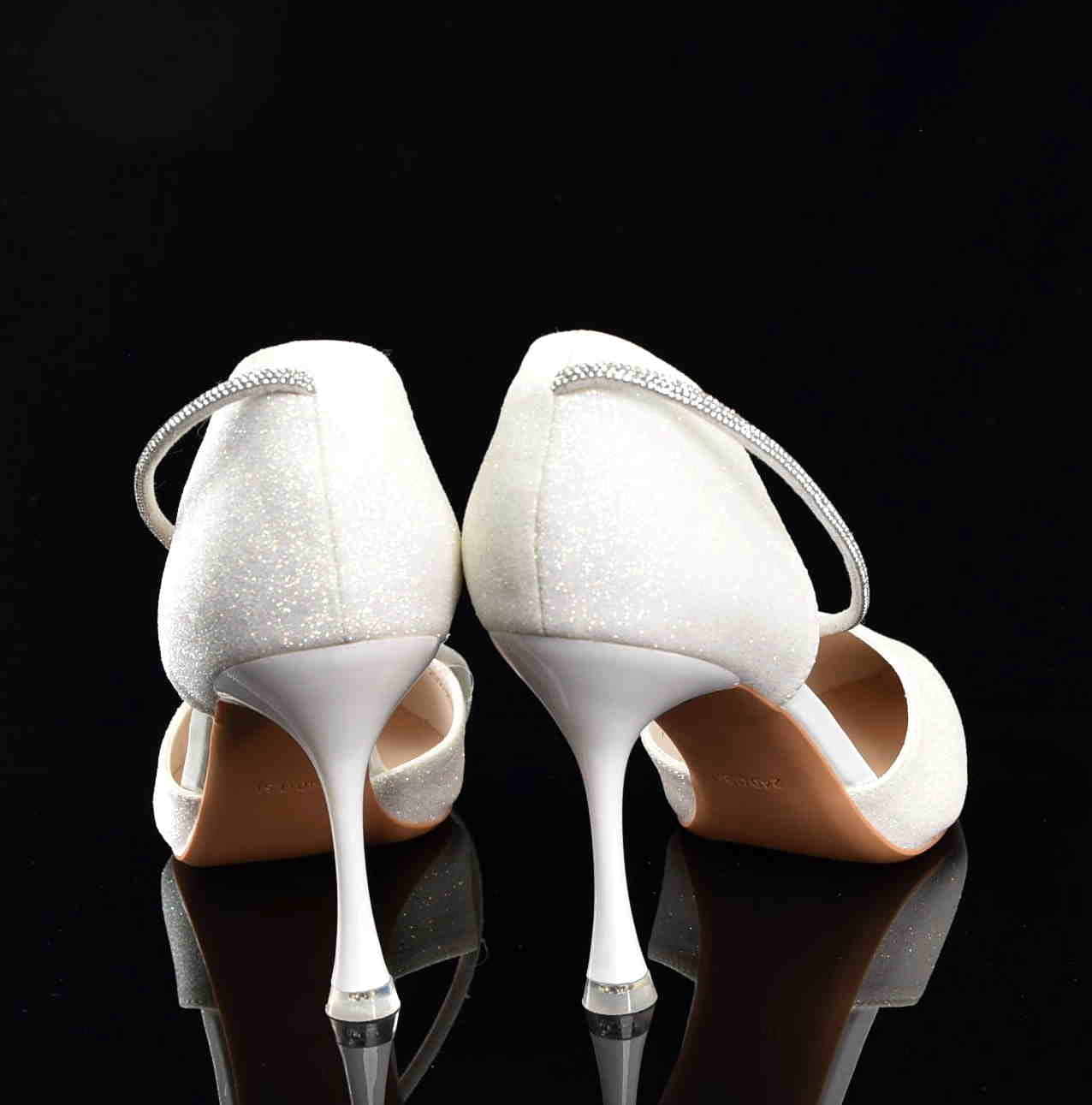 Diamentowy Blask Brokatowe Szpilki w Stylu Glamour Ślubne MOLO 252-83B White/Ecru Brokat - zdjęcie 5