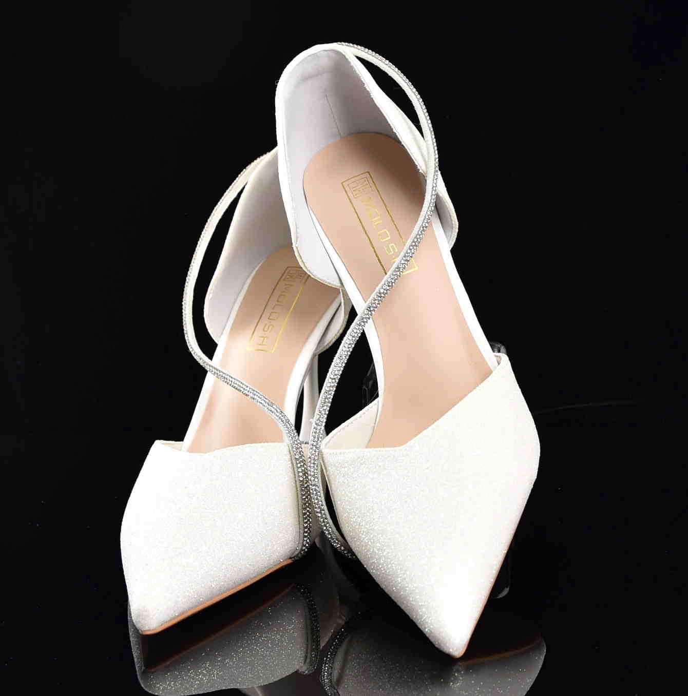 Diamentowy Blask Brokatowe Szpilki w Stylu Glamour Ślubne MOLO 252-83B White/Ecru Brokat - zdjęcie 7