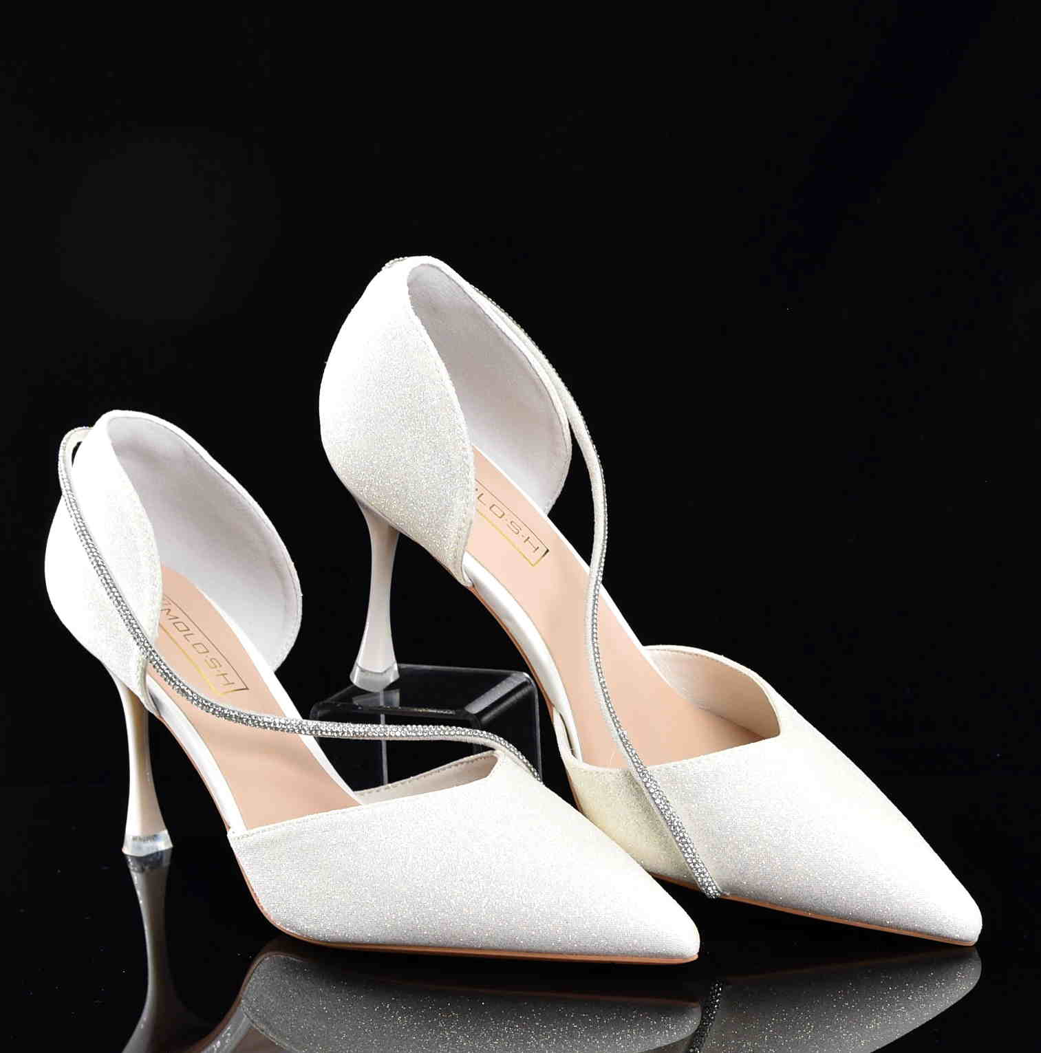 Diamentowy Blask Brokatowe Szpilki w Stylu Glamour Ślubne MOLO 252-83B White/Ecru Brokat - zdjęcie 9