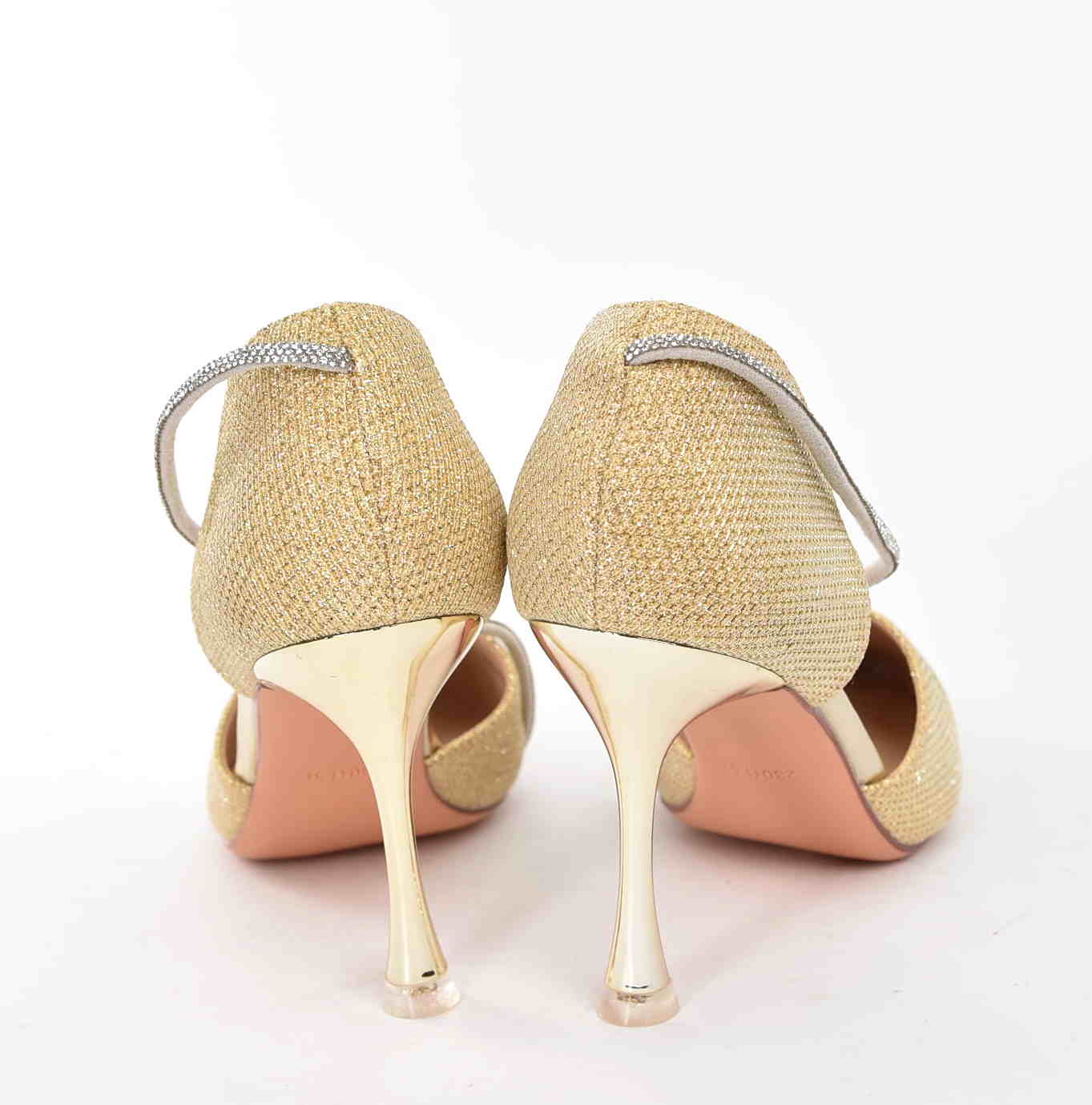 Diamentowy Blask Brokatowe Szpilki w Stylu Glamour Ślubne MOLO 252-83J Gold Złoty Satyna - zdjęcie 3