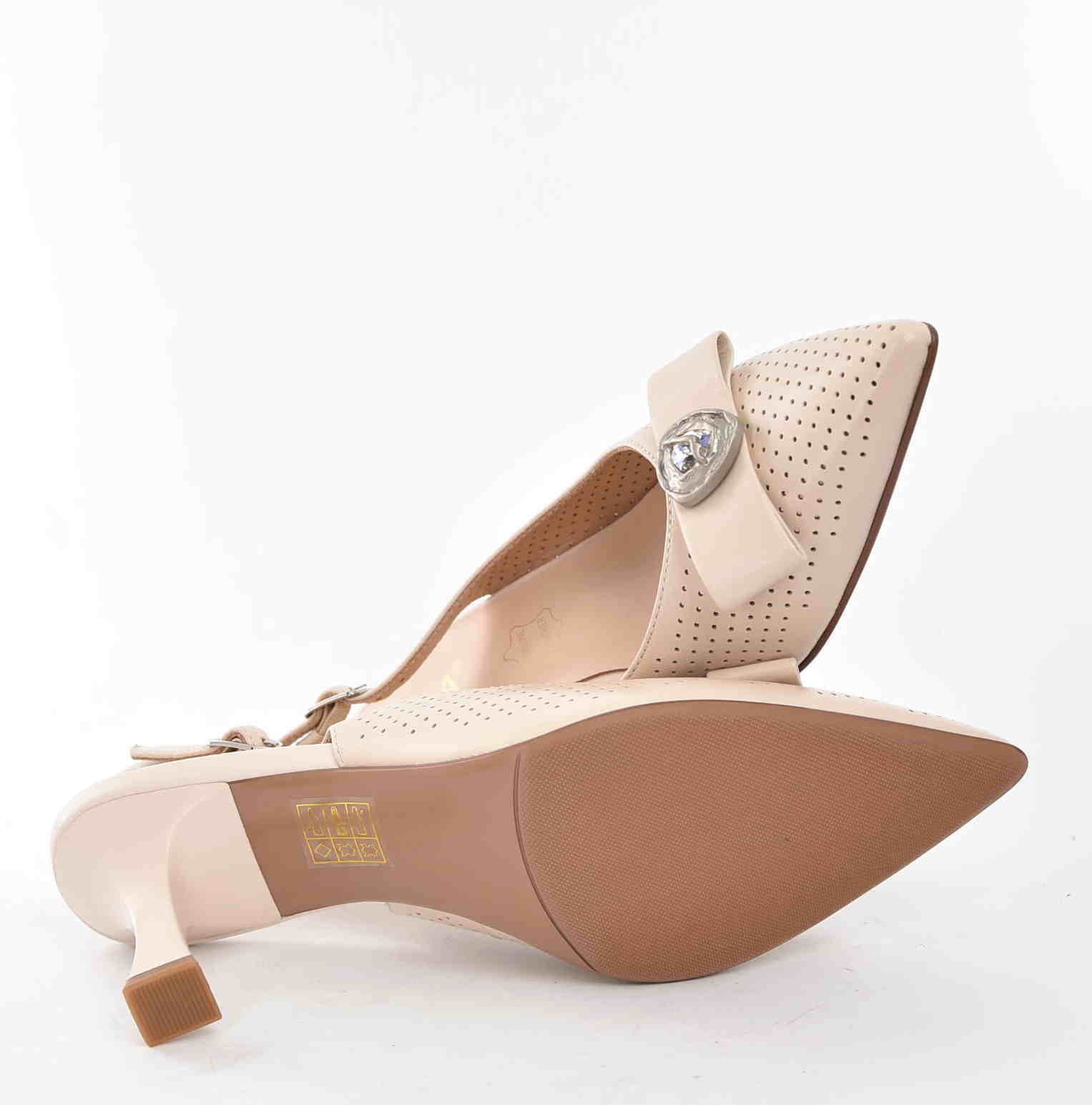 Damskie Skórzane Czółenka Subtelny Luksus Który Przyciąga Spojrzenia D&A Barski Premium Collection CR61-3119 Beige/Beż - zdjęcie 4