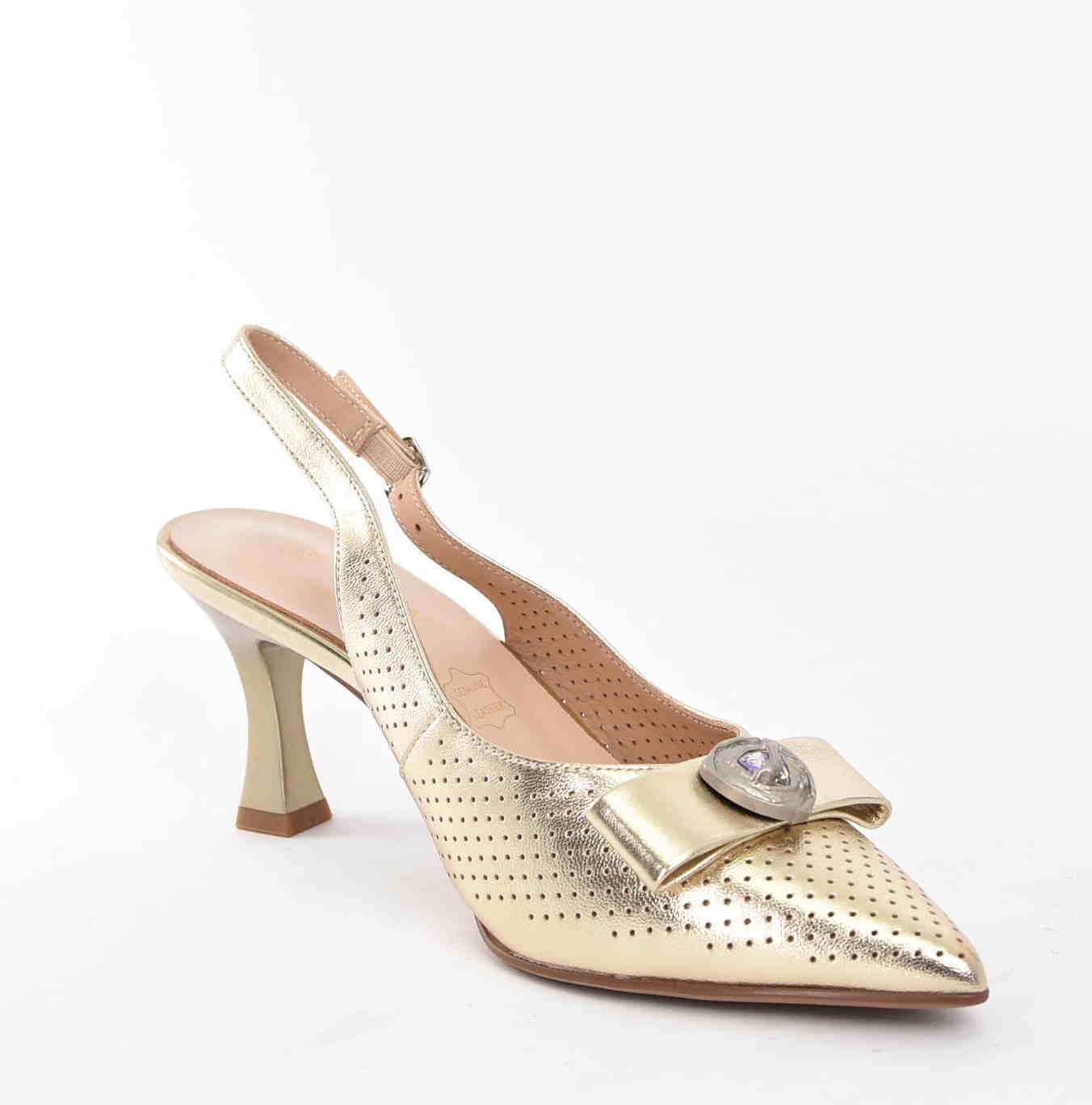 Damskie Skórzane Czółenka Subtelny Luksus Który Przyciąga Spojrzenia D&A Barski Premium Collection CR61-3119 GOLD/Złoty - zdjęcie 2