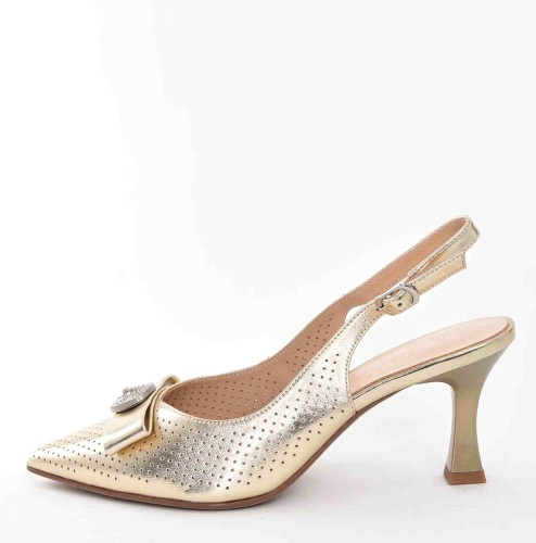 Damskie Skórzane Czółenka Subtelny Luksus Który Przyciąga Spojrzenia D&A Barski Premium Collection CR61-3119 GOLD/Złoty - zdjęcie 6