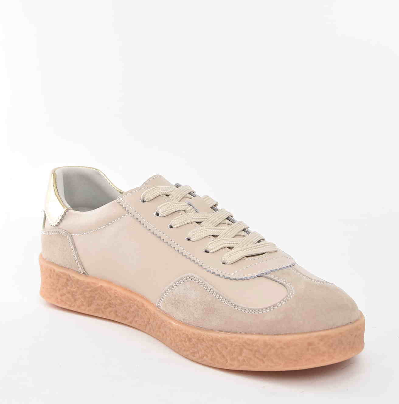 Beżowo Złote Skórzane Sneakersy Modny Design i Wygoda na Każdy Dzień D&A Barski Premium Collection LR61-7059 Beige/Beż - zdjęcie 2