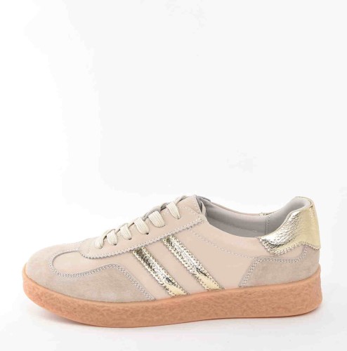 Beżowo Złote Skórzane Sneakersy Modny Design i Wygoda na Każdy Dzień D&A Barski Premium Collection LR61-7059 Beige/Beż - zdjęcie 4