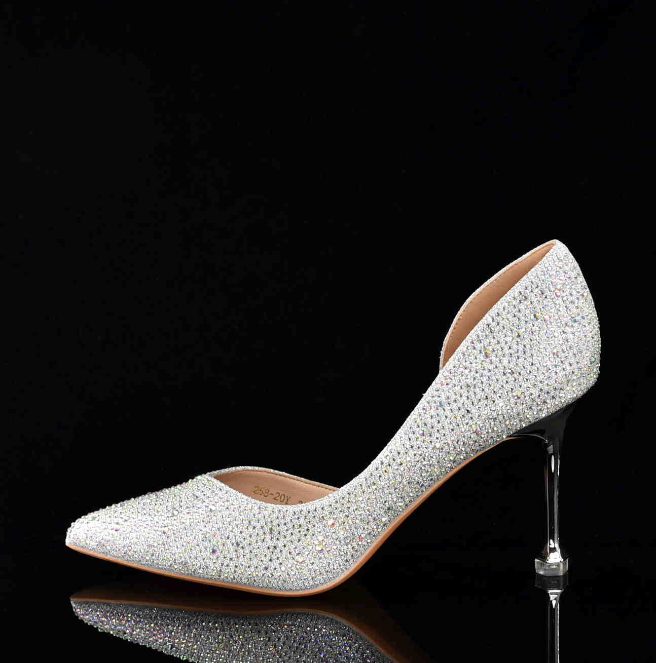 Czółenka Glamour z Kryształkami Efekt WOW i Niezrównana Elegancja MOLO 258-20Y Silver /Srebrny