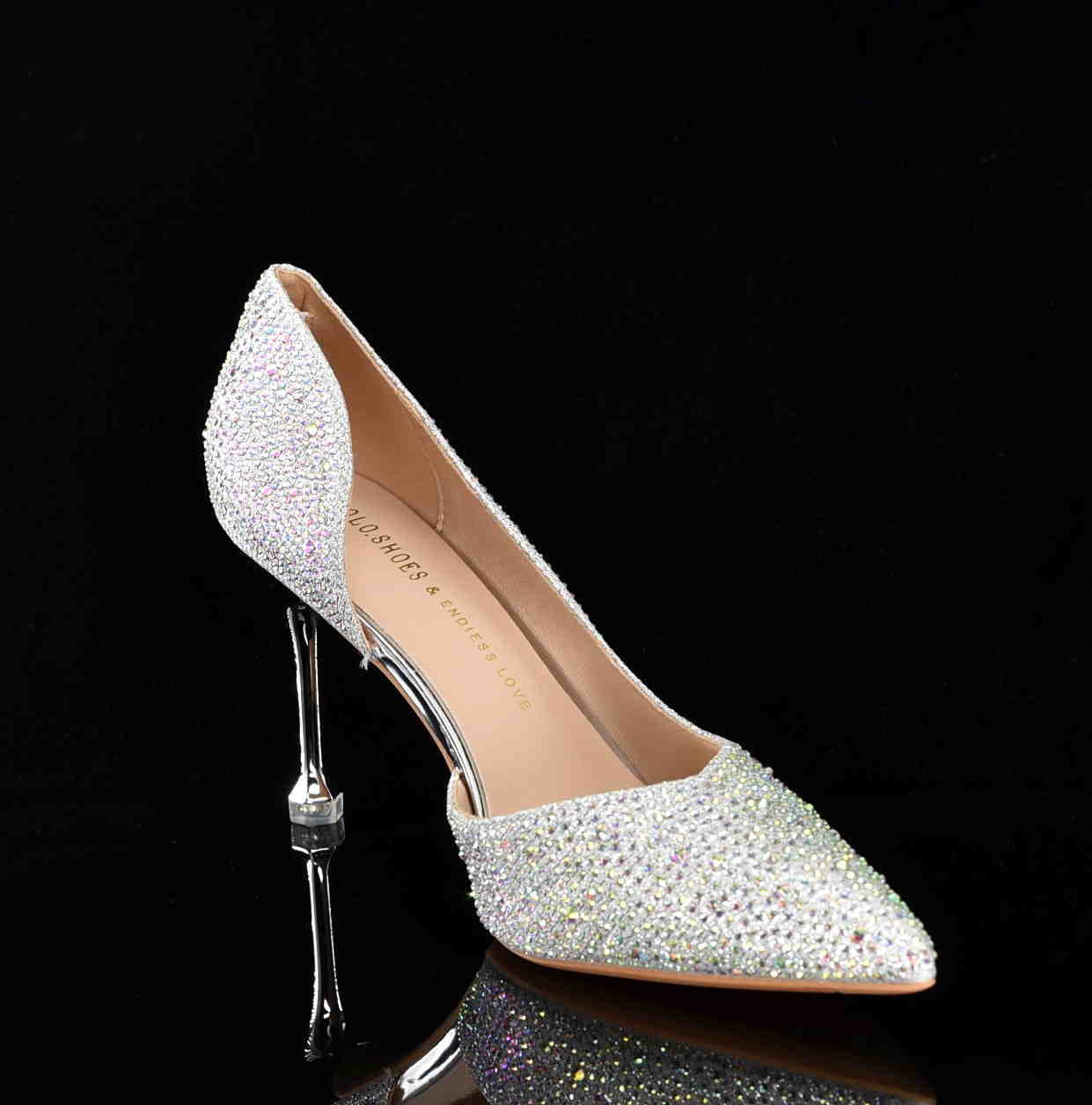 Czółenka Glamour z Kryształkami Efekt WOW i Niezrównana Elegancja MOLO 258-20Y Silver /Srebrny - zdjęcie 2