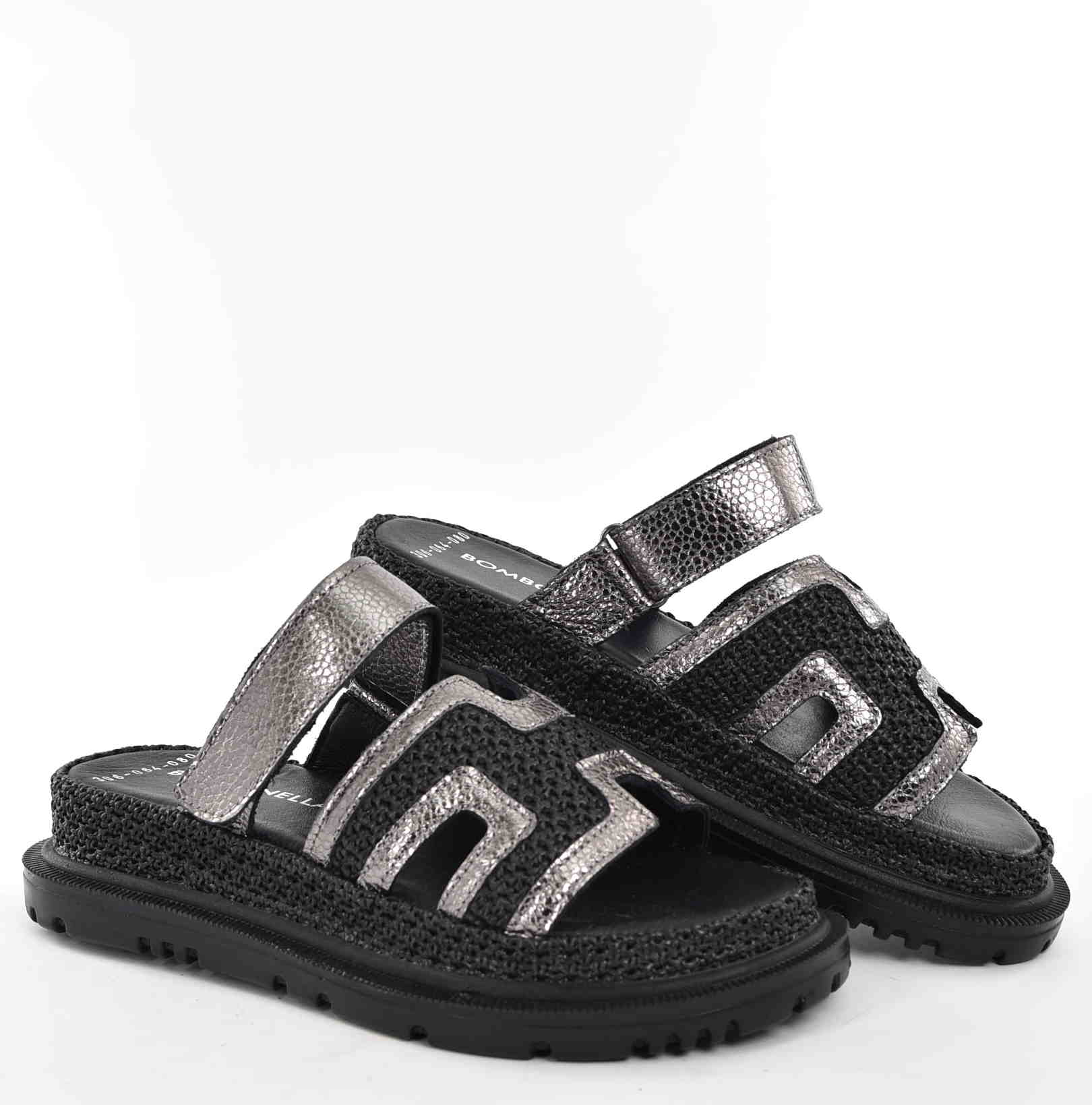 Modne Klapki na Koturnie Komfort i Styl w Nowoczesnym Wydaniu Bombonella 767.306.064-080 Silver/Grafit - zdjęcie 6