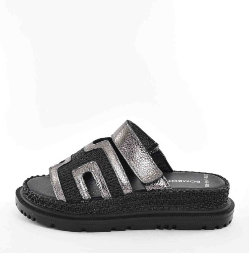 Modne Klapki na Koturnie Komfort i Styl w Nowoczesnym Wydaniu Bombonella 767.306.064-080 Silver/Grafit - zdjęcie 7