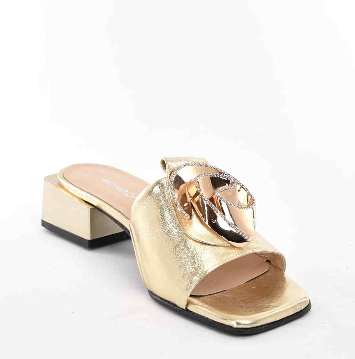 Eleganckie Klapki Damskie Gold Chic Luksusowy Styl i Wyjątkowa Wygoda z Naturalnej Skóry Bombonella 661.13029 GOLD/Złoty - zdjęcie 3