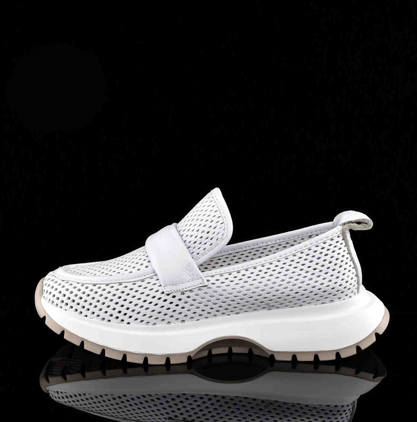 Ażurowe Sportowe Mokasyny Z Naturalnej Skóry Bombonella 735-2040/05 Biały