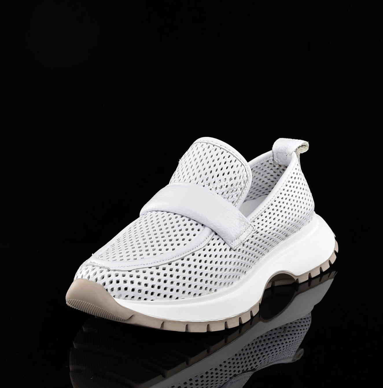 Ażurowe Sportowe Mokasyny Z Naturalnej Skóry Bombonella 735-2040/05 Biały - zdjęcie 2