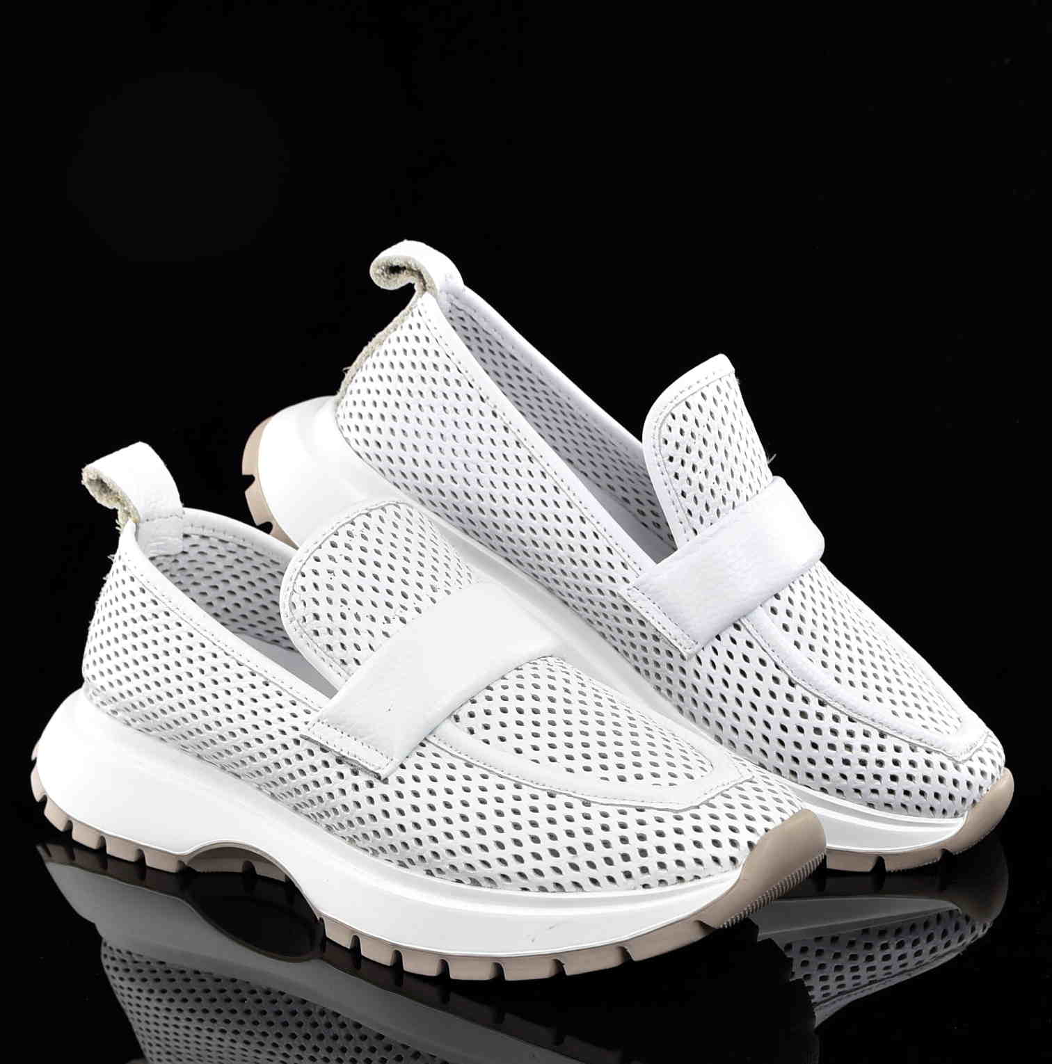 Ażurowe Sportowe Mokasyny Z Naturalnej Skóry Bombonella 735-2040/05 Biały - zdjęcie 6