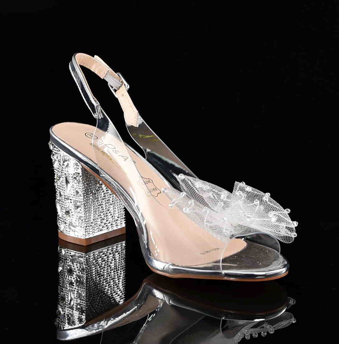 D&A Barski Premium Collection Żelki Silikonowe Biżuteryjne Buty MR61-9010 Silver Srebro Z Kokardą - zdjęcie 2