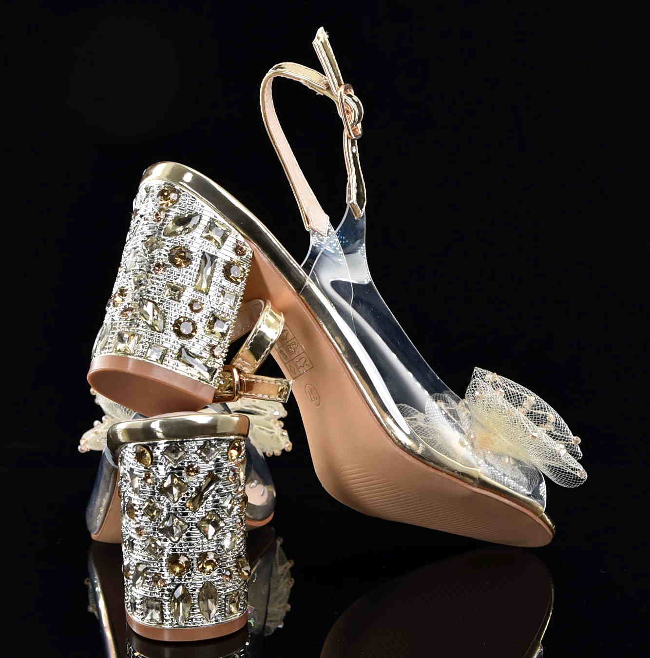 D&A Barski Premium Collection Żelki Silikonowe Biżuteryjne Buty MR61-9010 GOLD ZŁote Z Kokardą - zdjęcie 3