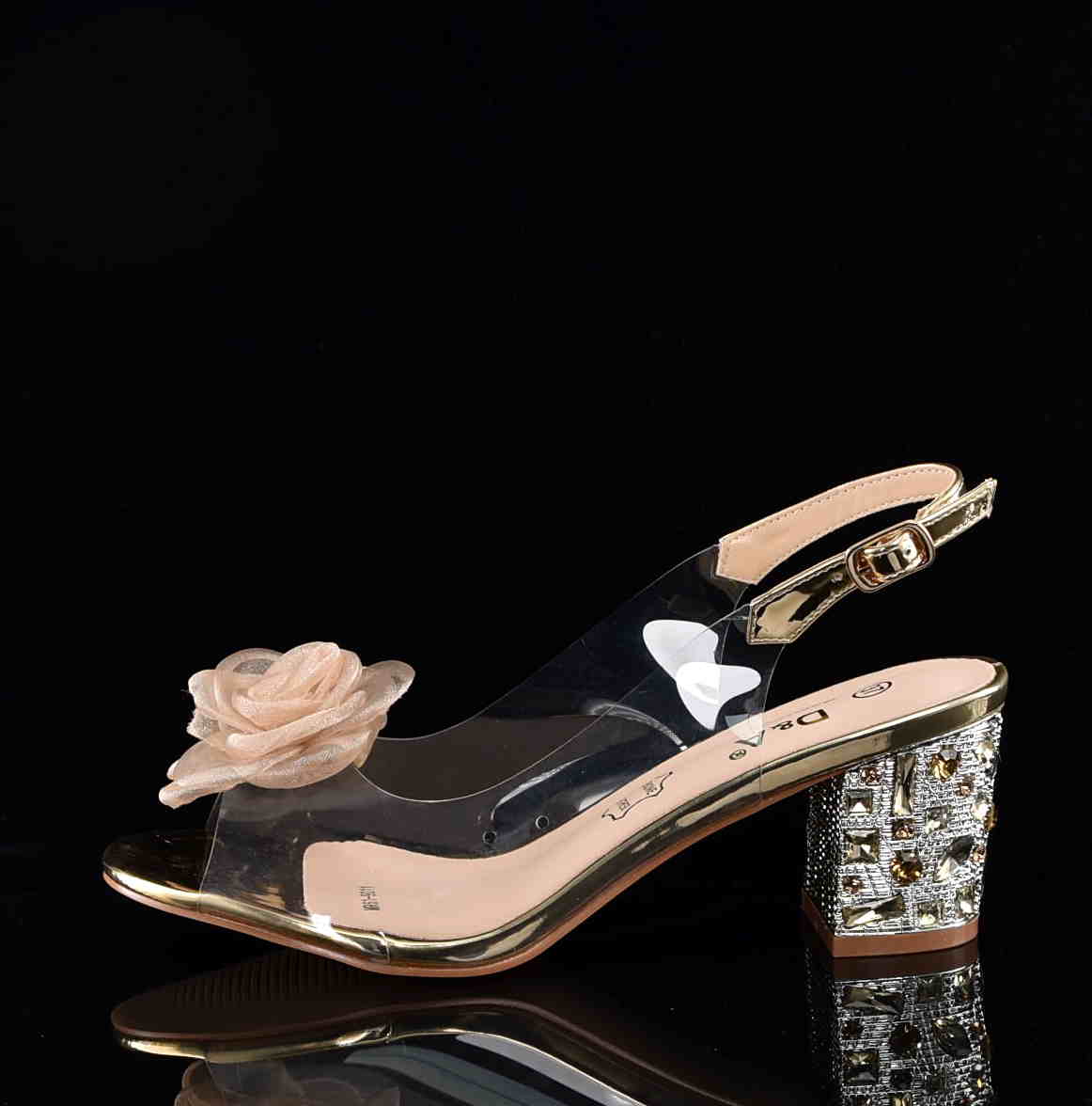 D&A Barski Premium Collection Żelki Silikonowe Biżuteryjne Buty MR61-9011 GOLD ZŁote Z Kwiatem - zdjęcie 1