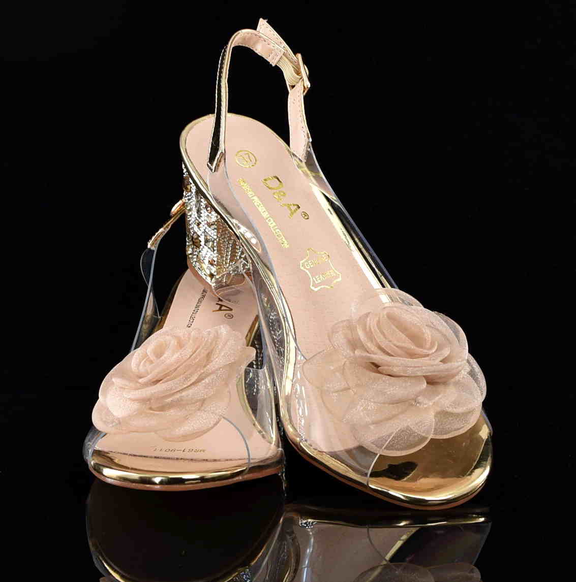 D&A Barski Premium Collection Żelki Silikonowe Biżuteryjne Buty MR61-9011 GOLD ZŁote Z Kwiatem - zdjęcie 4