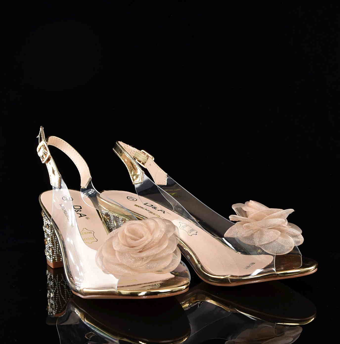 D&A Barski Premium Collection Żelki Silikonowe Biżuteryjne Buty MR61-9011 GOLD ZŁote Z Kwiatem - zdjęcie 5