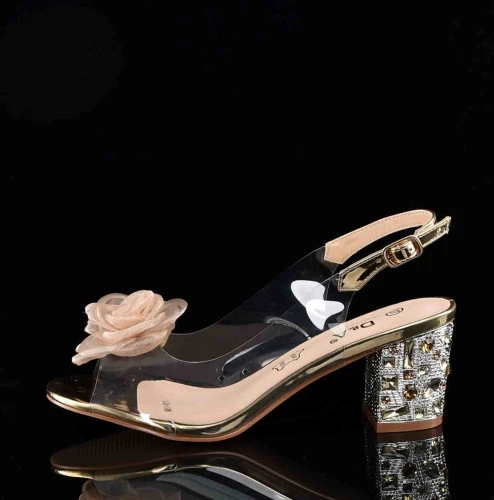 D&A Barski Premium Collection Żelki Silikonowe Biżuteryjne Buty MR61-9011 GOLD ZŁote Z Kwiatem - zdjęcie 6