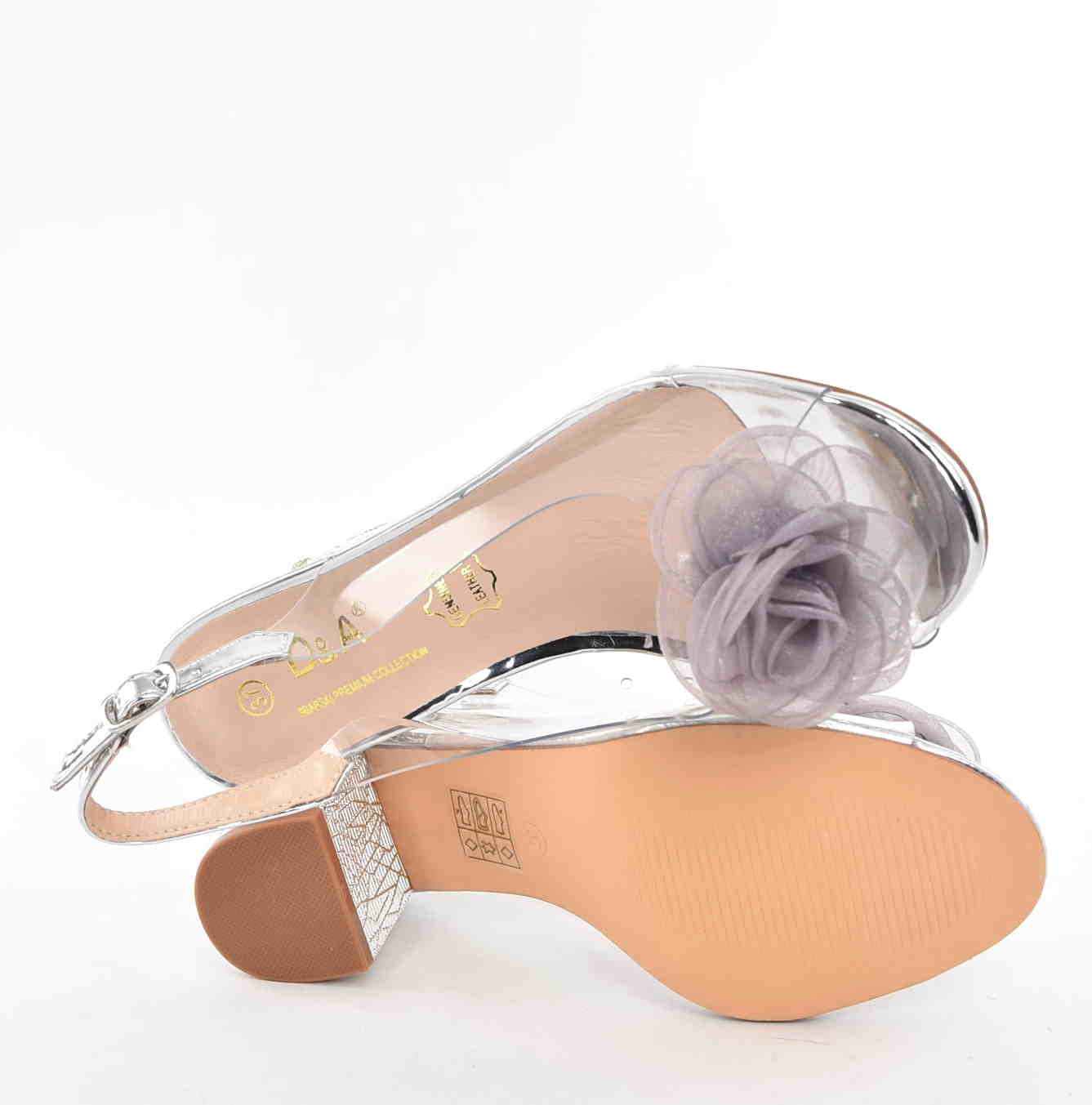 D&A Barski Premium Collection Żelki Silikonowe Biżuteryjne Buty MR61-9011 SILVER/Srebrny z Kwiatem - zdjęcie 3