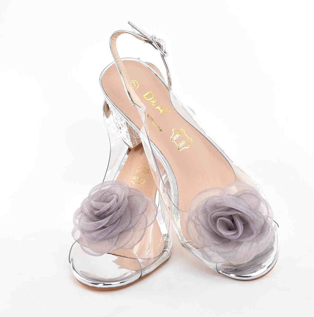 D&A Barski Premium Collection Żelki Silikonowe Biżuteryjne Buty MR61-9011 SILVER/Srebrny z Kwiatem - zdjęcie 4