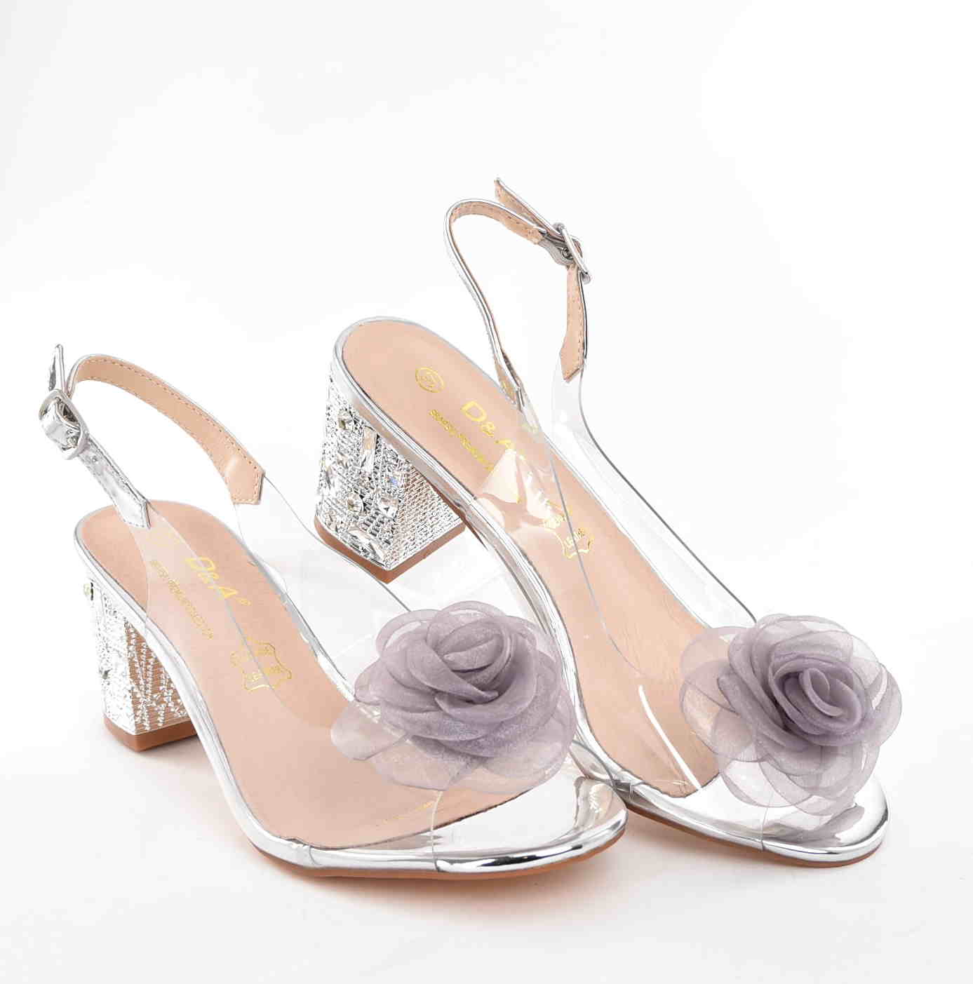 D&A Barski Premium Collection Żelki Silikonowe Biżuteryjne Buty MR61-9011 SILVER/Srebrny z Kwiatem - zdjęcie 5