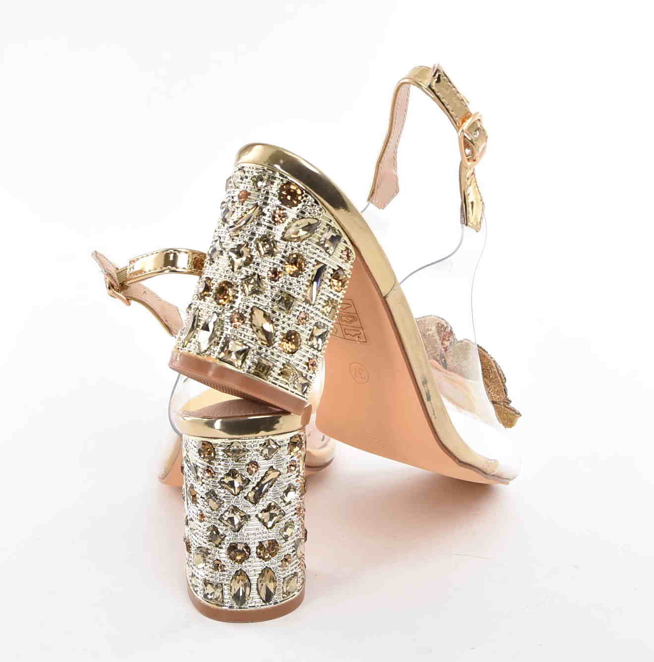 D&A Barski Premium Collection Żelki Silikonowe Biżuteryjne Buty MR61-9013 GOLD ZŁote Z Kwiatem - zdjęcie 3