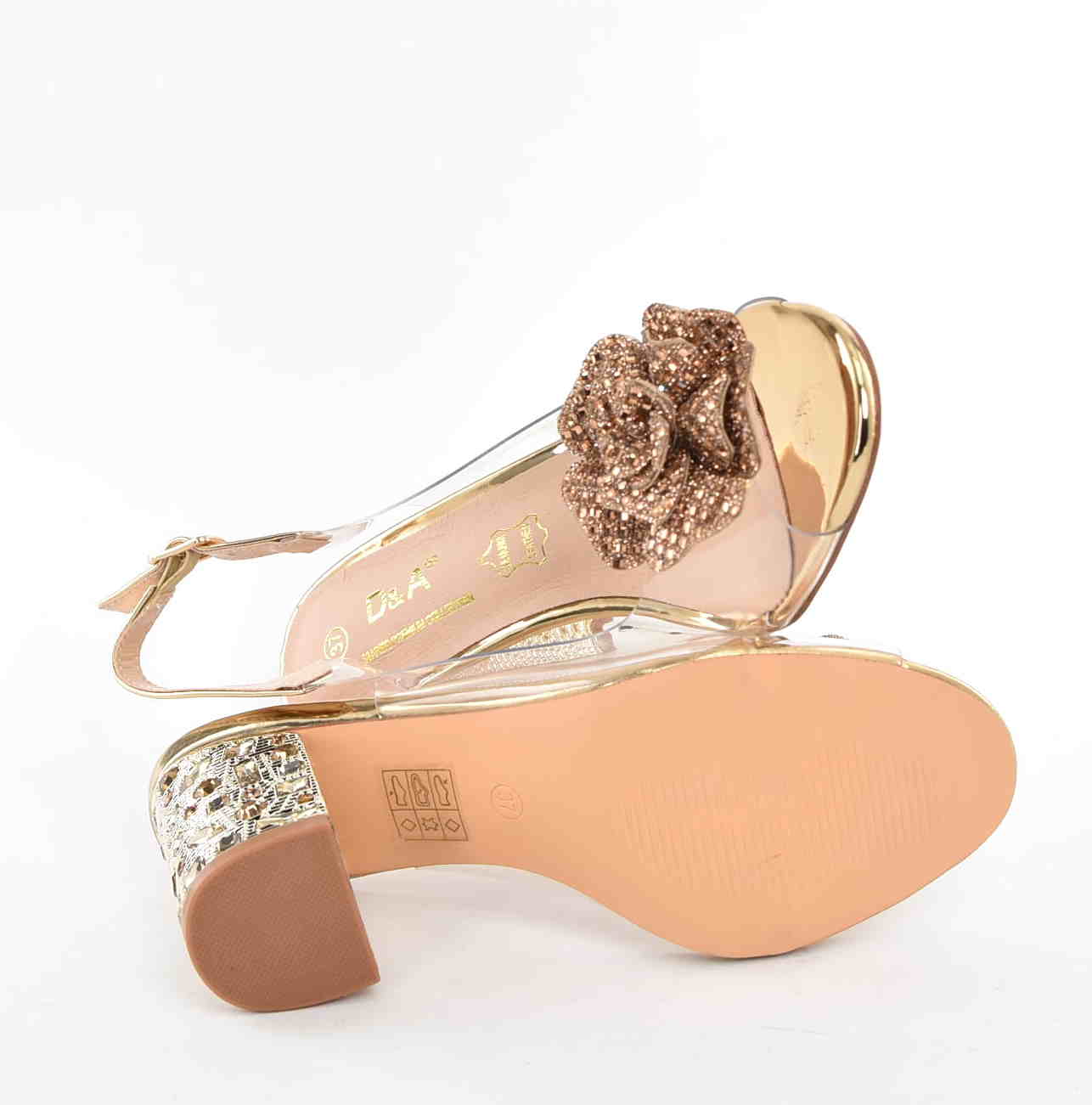 D&A Barski Premium Collection Żelki Silikonowe Biżuteryjne Buty MR61-9013 GOLD ZŁote Z Kwiatem - zdjęcie 4