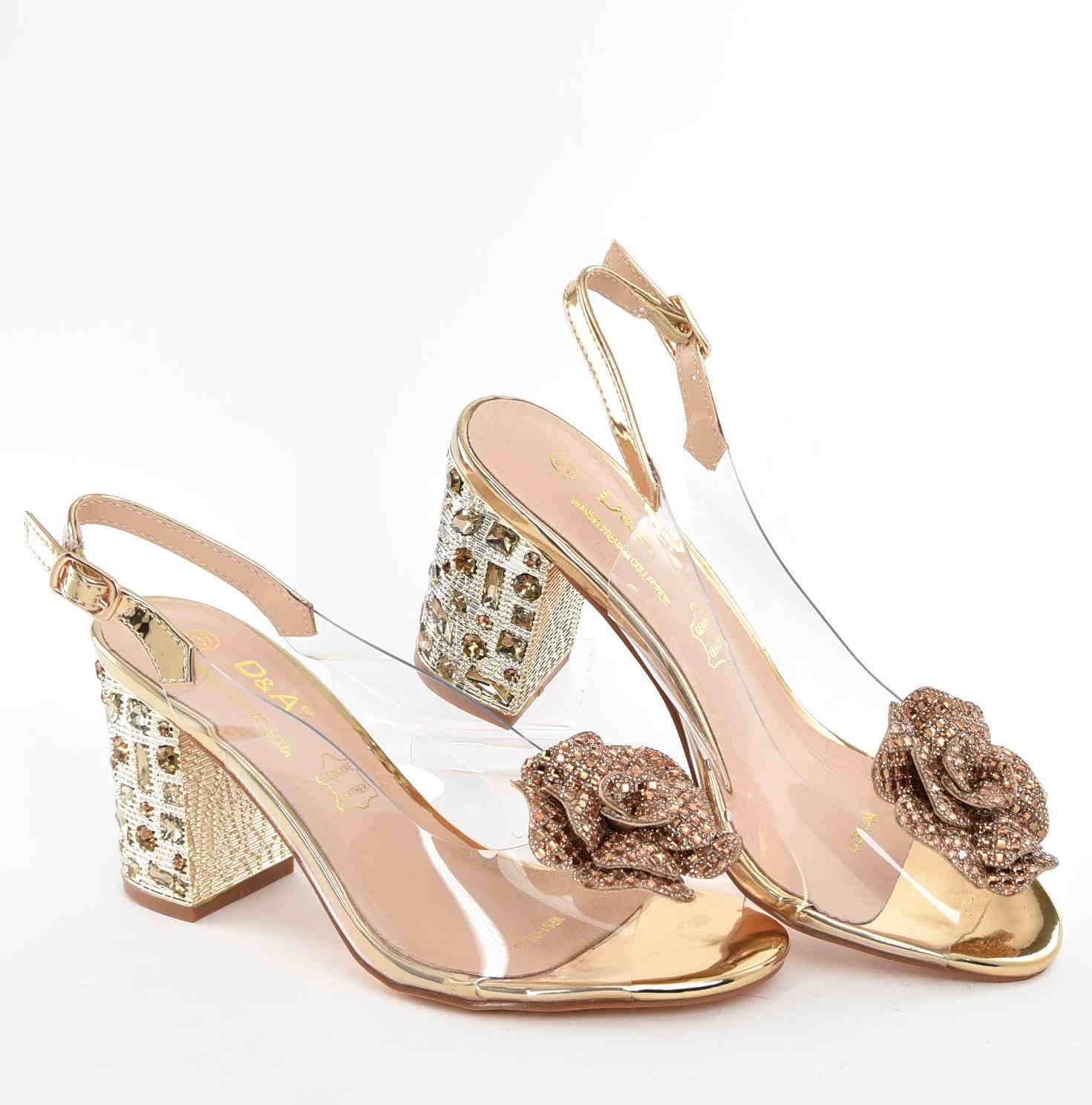 D&A Barski Premium Collection Żelki Silikonowe Biżuteryjne Buty MR61-9013 GOLD ZŁote Z Kwiatem - zdjęcie 6