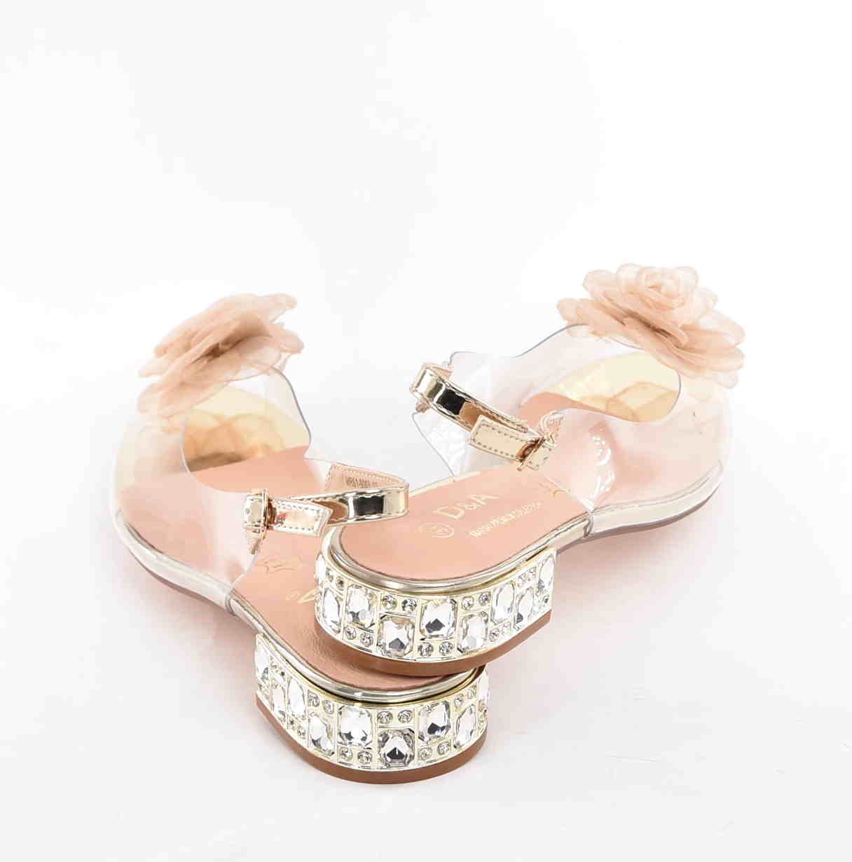 D&A Barski Premium Collection Żelki Silikonowe Biżuteryjne Buty MR61-9003 GOLD ZŁote Z Kwiatem - zdjęcie 3