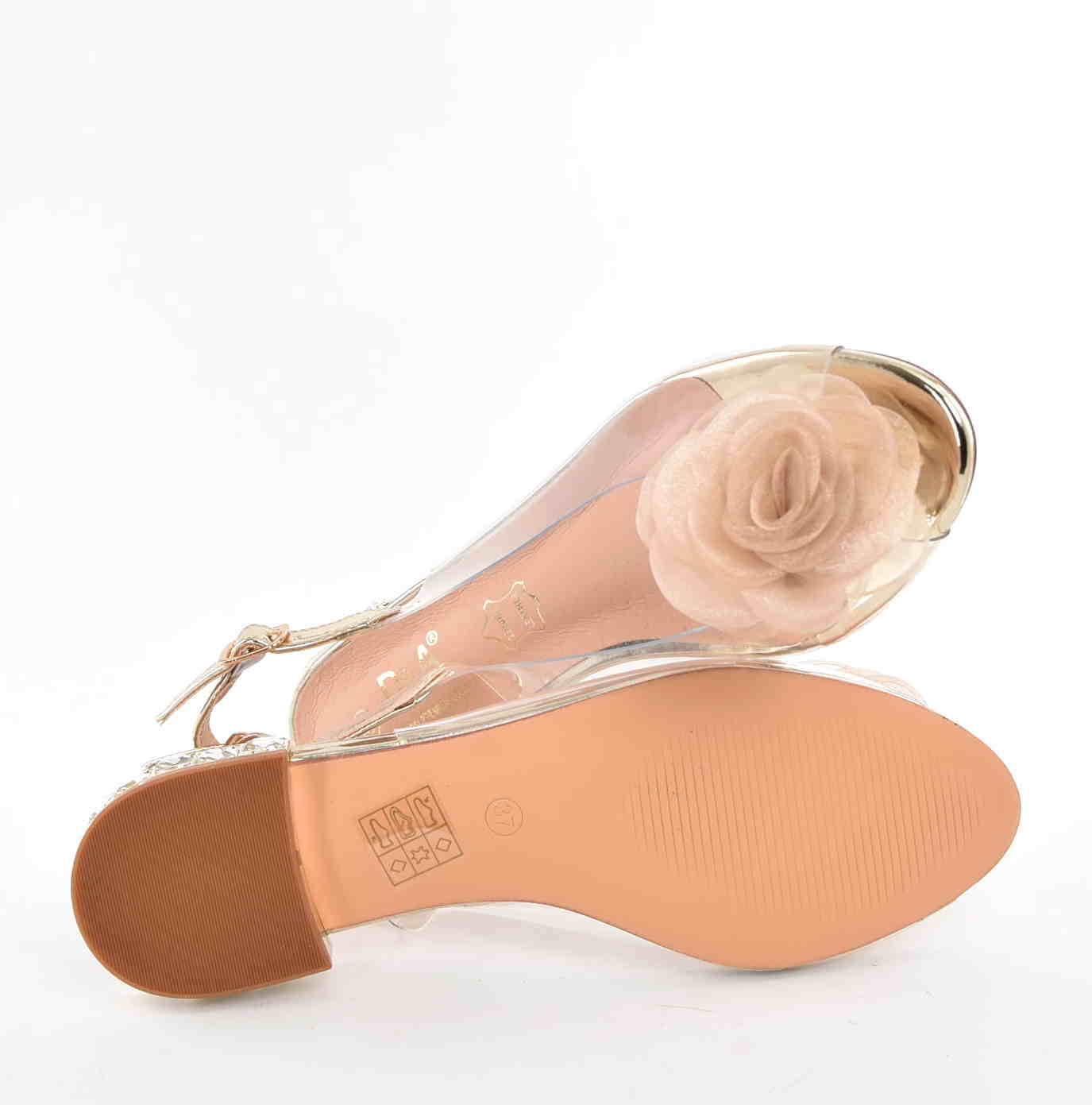 D&A Barski Premium Collection Żelki Silikonowe Biżuteryjne Buty MR61-9003 GOLD ZŁote Z Kwiatem - zdjęcie 4