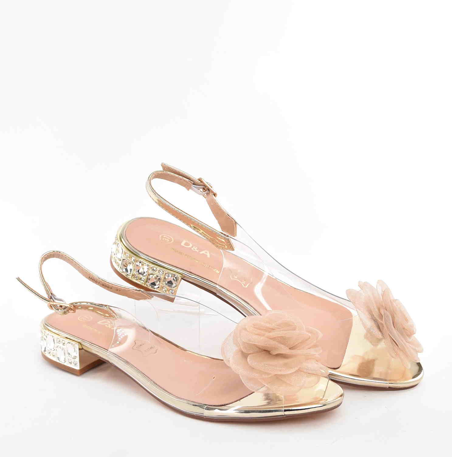 D&A Barski Premium Collection Żelki Silikonowe Biżuteryjne Buty MR61-9003 GOLD ZŁote Z Kwiatem - zdjęcie 6