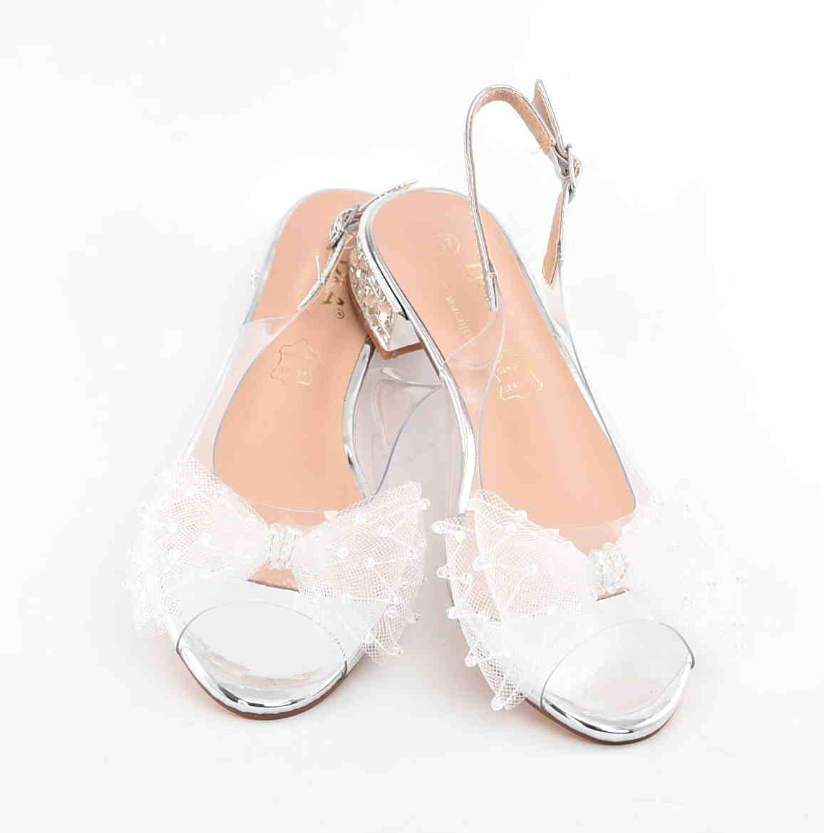 D&A Barski Premium Collection Żelki Silikonowe Biżuteryjne Buty MR61-9001 SILVER/ Srebrn z Kokardą - zdjęcie 4