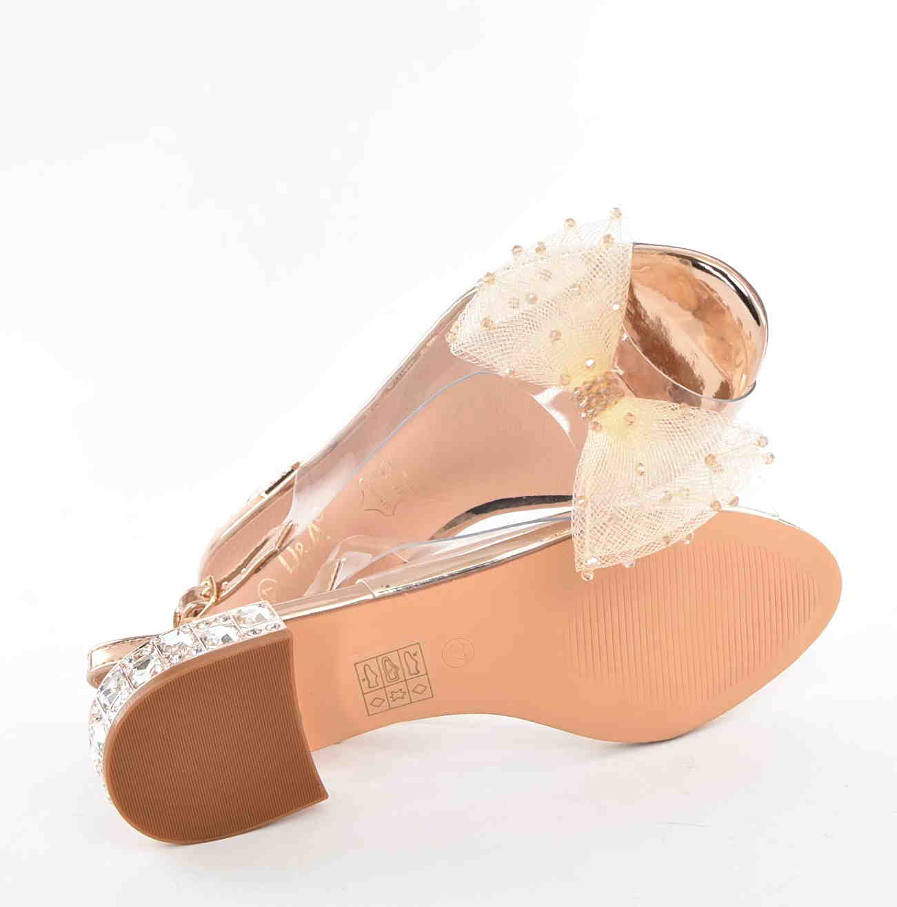 D&A Barski Premium Collection Żelki Silikonowe Biżuteryjne Buty MR61-9001 ROSE/ ZŁote Z Kokardą - zdjęcie 4