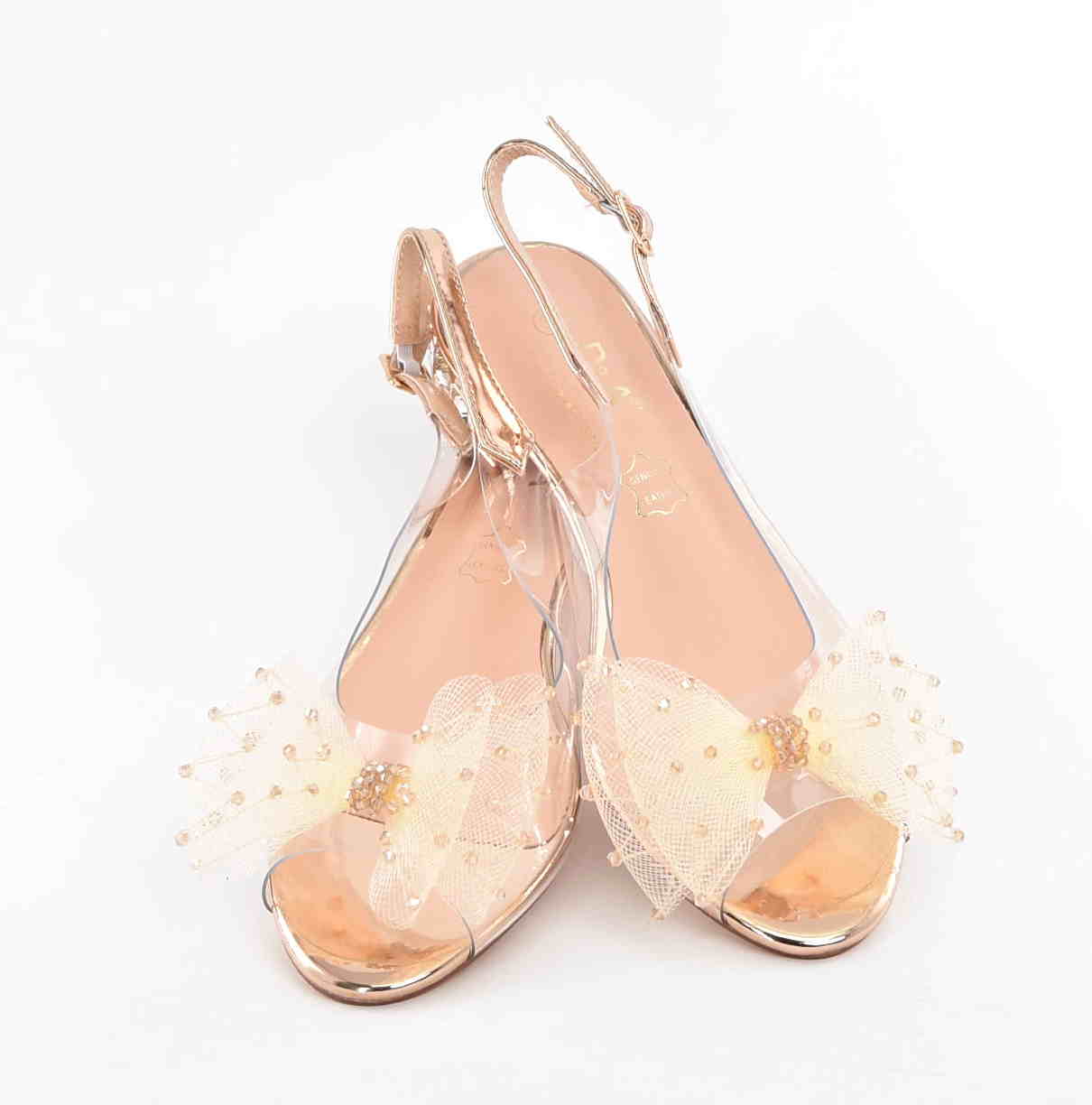 D&A Barski Premium Collection Żelki Silikonowe Biżuteryjne Buty MR61-9001 ROSE/ ZŁote Z Kokardą - zdjęcie 5