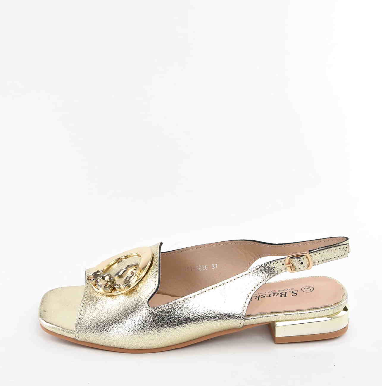 Eleganckie Sandały Damskie Klasa Komfort Subtelny Blask D&A Barski Premium Collection KV61-6026 L.GOLD/Złoty