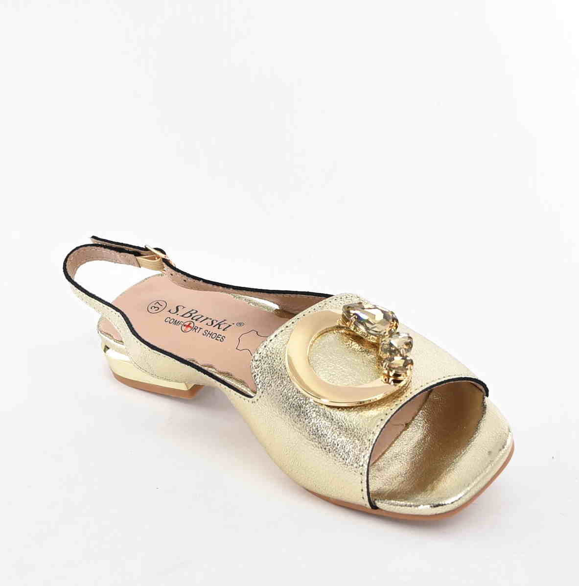 Eleganckie Sandały Damskie Klasa Komfort Subtelny Blask D&A Barski Premium Collection KV61-6026 L.GOLD/Złoty - zdjęcie 2