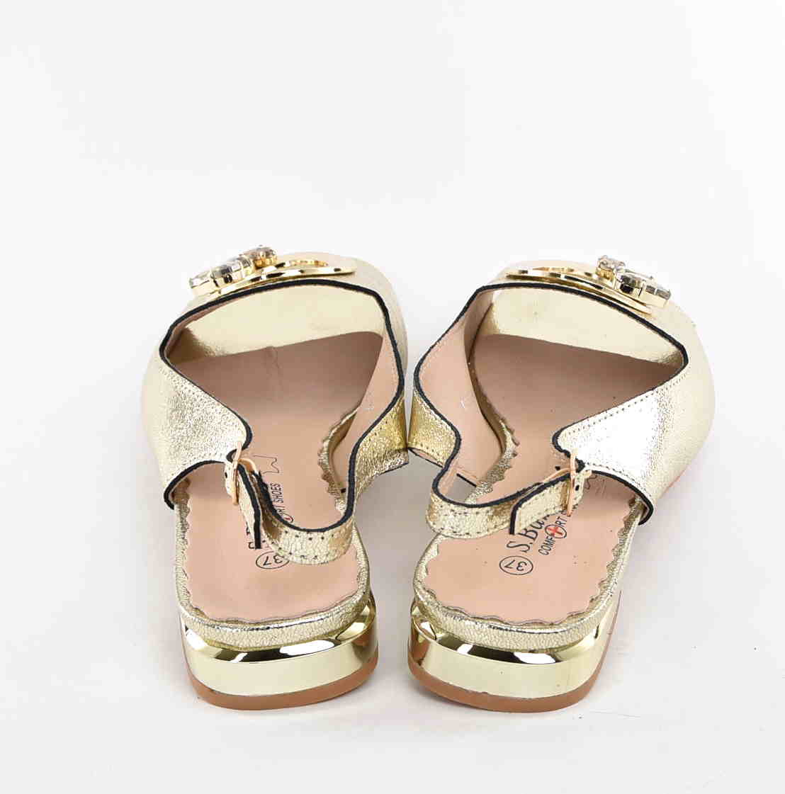 Eleganckie Sandały Damskie Klasa Komfort Subtelny Blask D&A Barski Premium Collection KV61-6026 L.GOLD/Złoty - zdjęcie 3