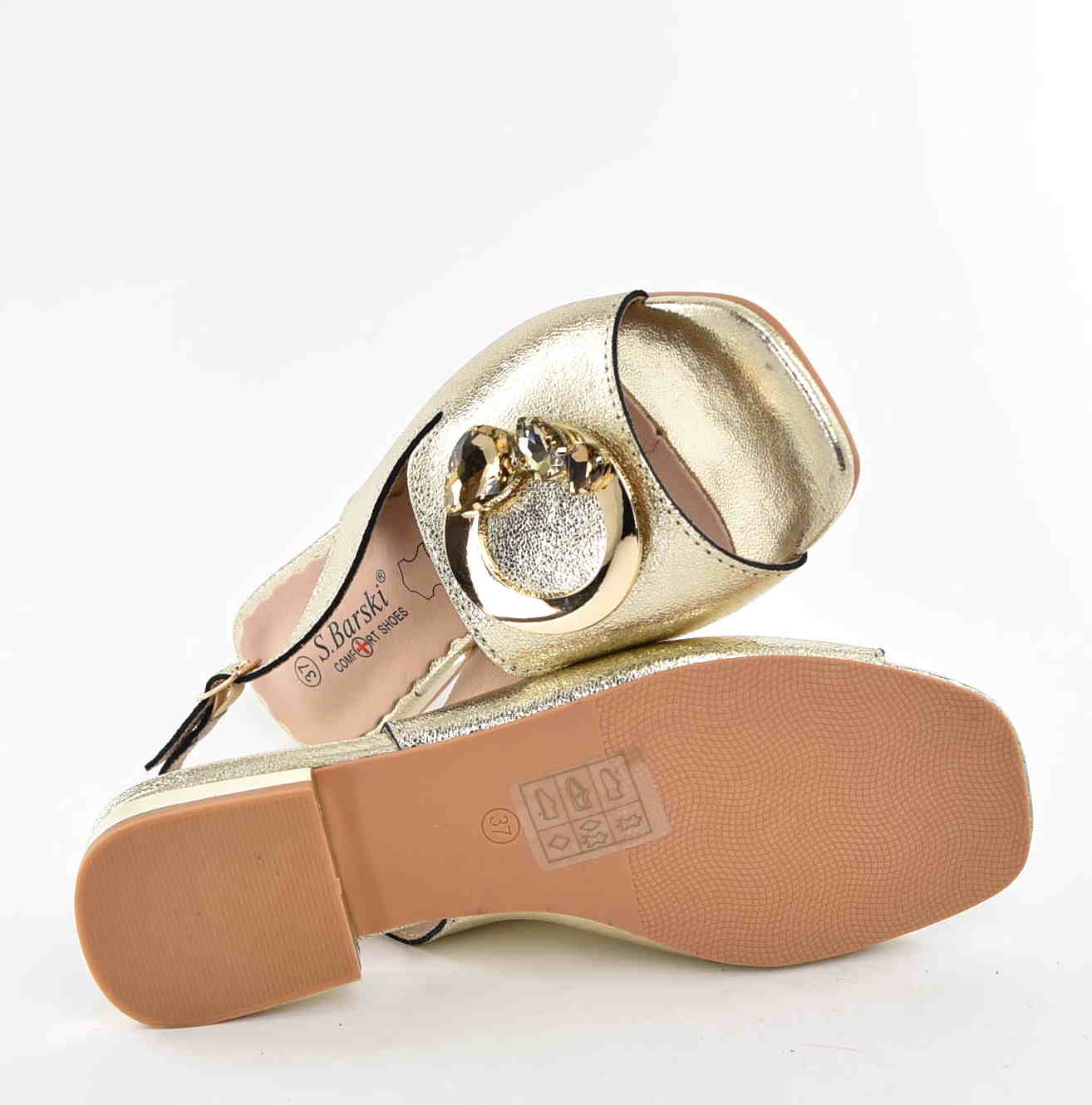 Eleganckie Sandały Damskie Klasa Komfort Subtelny Blask D&A Barski Premium Collection KV61-6026 L.GOLD/Złoty - zdjęcie 4