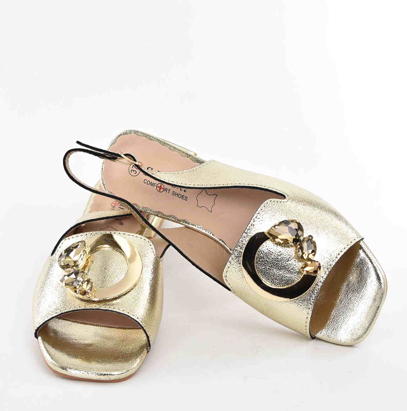 Eleganckie Sandały Damskie Klasa Komfort Subtelny Blask D&A Barski Premium Collection KV61-6026 L.GOLD/Złoty - zdjęcie 5