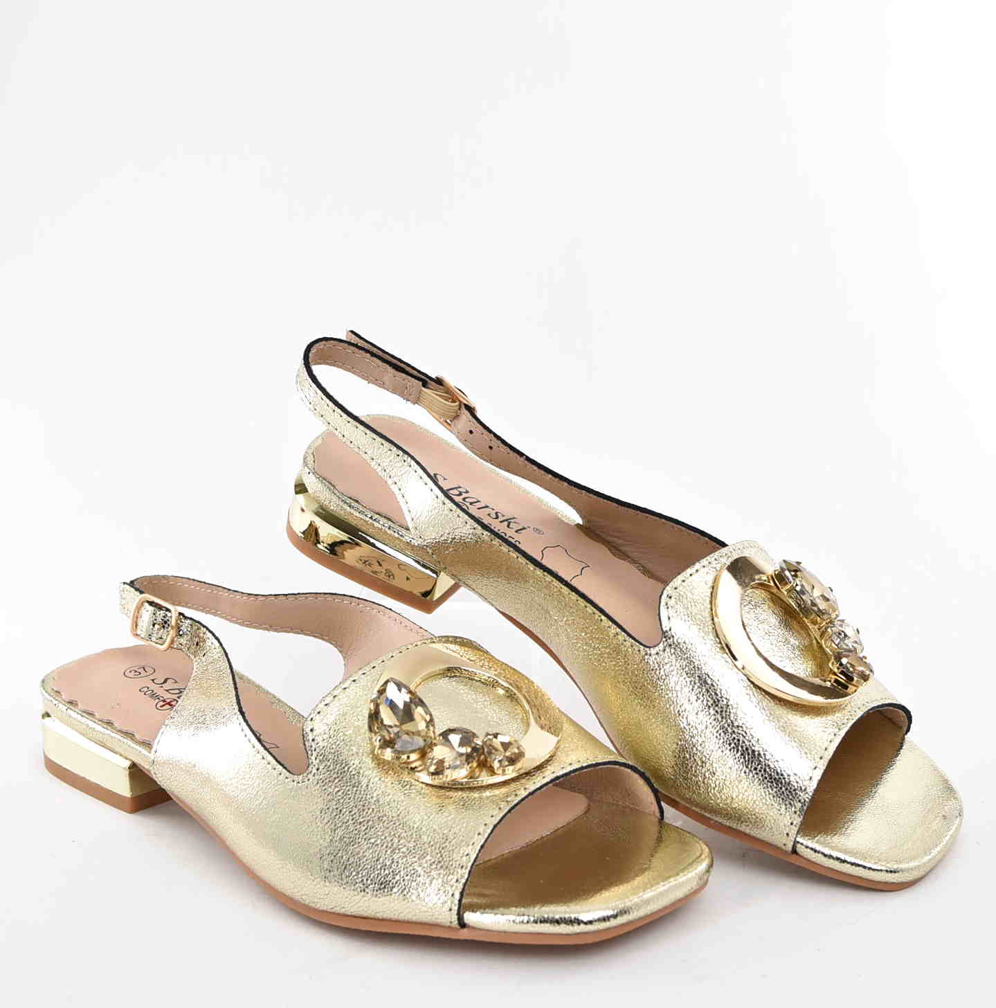 Eleganckie Sandały Damskie Klasa Komfort Subtelny Blask D&A Barski Premium Collection KV61-6026 L.GOLD/Złoty - zdjęcie 6