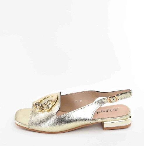 Eleganckie Sandały Damskie Klasa Komfort Subtelny Blask D&A Barski Premium Collection KV61-6026 L.GOLD/Złoty - zdjęcie 7