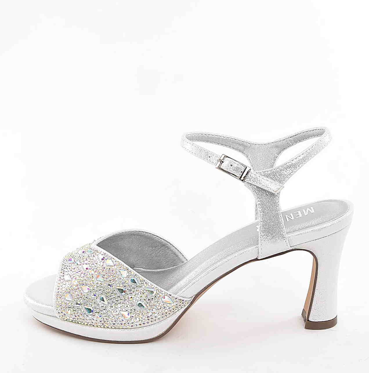 Eleganckie Kobiece Sandałki na Podsuwce MENBUR AM71609 Plata/Srebrny