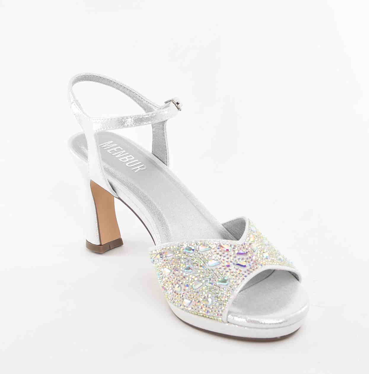 Eleganckie Kobiece Sandałki na Podsuwce MENBUR AM71609 Plata/Srebrny - zdjęcie 2