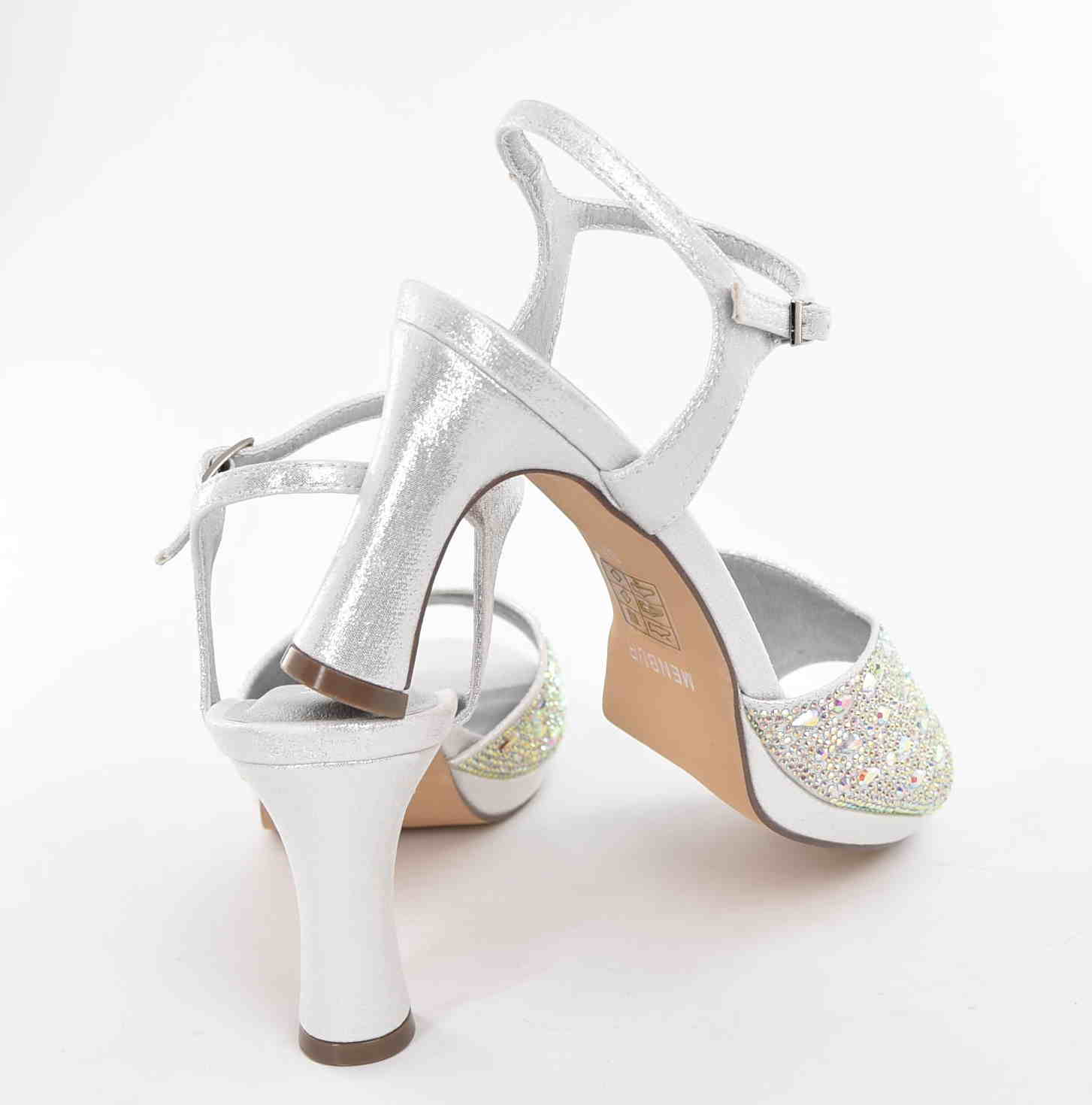 Eleganckie Kobiece Sandałki na Podsuwce MENBUR AM71609 Plata/Srebrny - zdjęcie 3