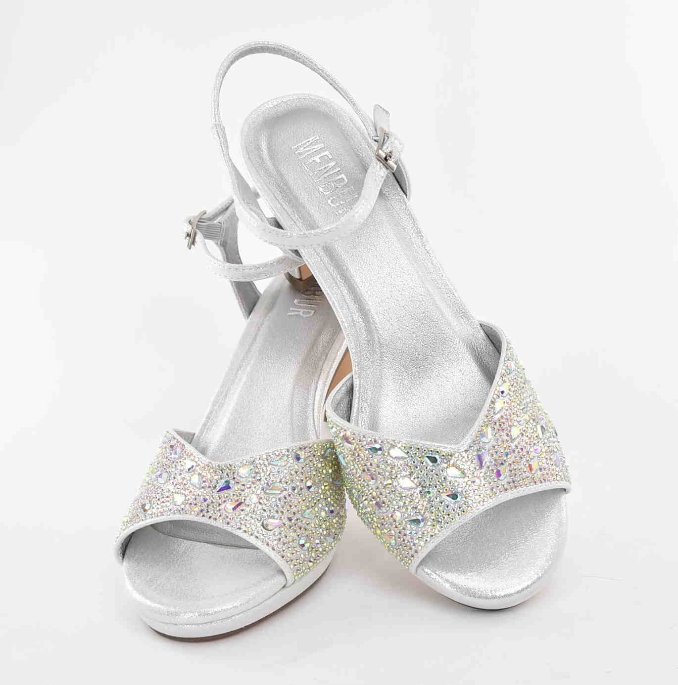 Eleganckie Kobiece Sandałki na Podsuwce MENBUR AM71609 Plata/Srebrny - zdjęcie 4