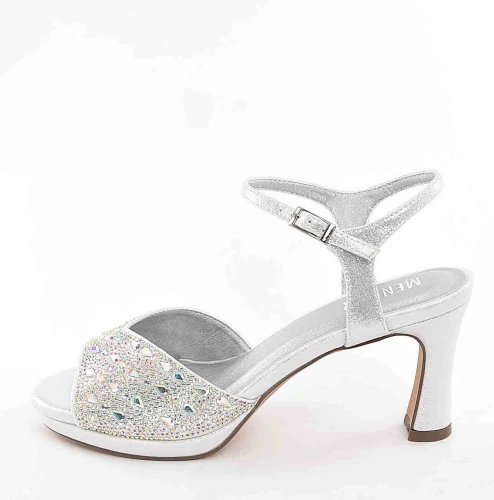 Eleganckie Kobiece Sandałki na Podsuwce MENBUR AM71609 Plata/Srebrny - zdjęcie 6