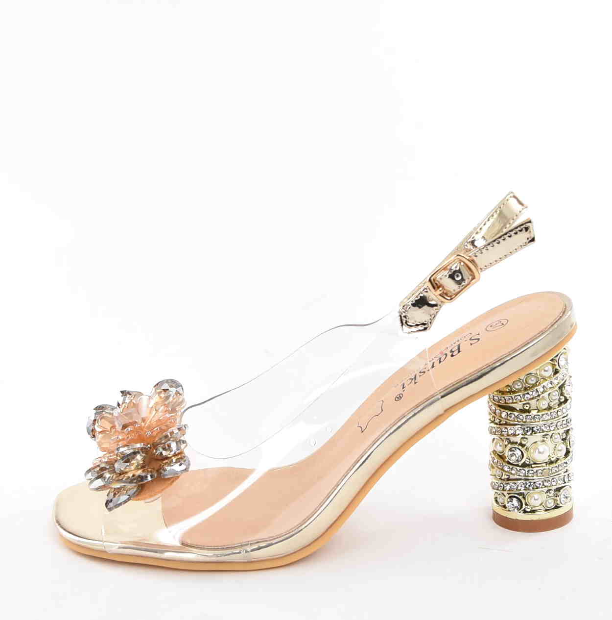 D&A Barski Premium Collection Żelki Silikonowe Biżuteryjne Buty KV61-6050 L.GOLD ZŁote z Kryształkami